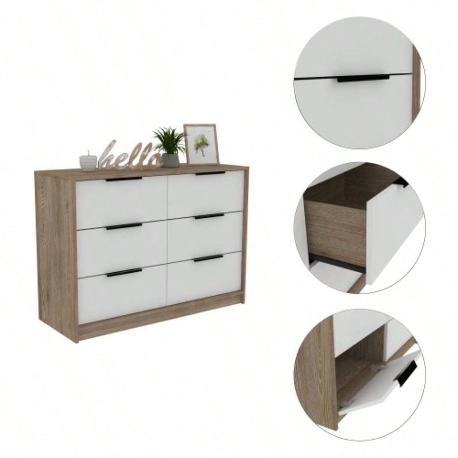 Marion Slide And Pull Dresser, Four Drawers