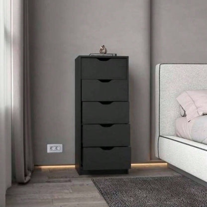 Logan Black 5 Narrow Drawer Dresser