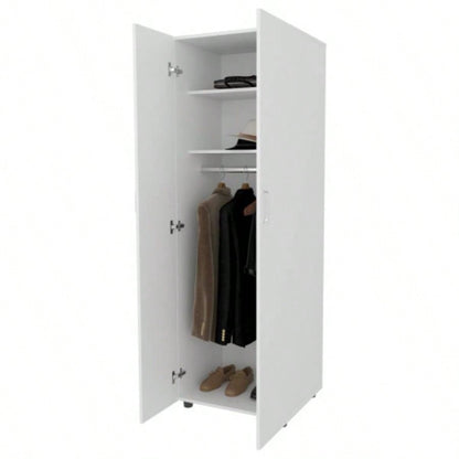 FM FURNITURE Pisinemo Armoire with 2 Doors and Hanging Rod, White
