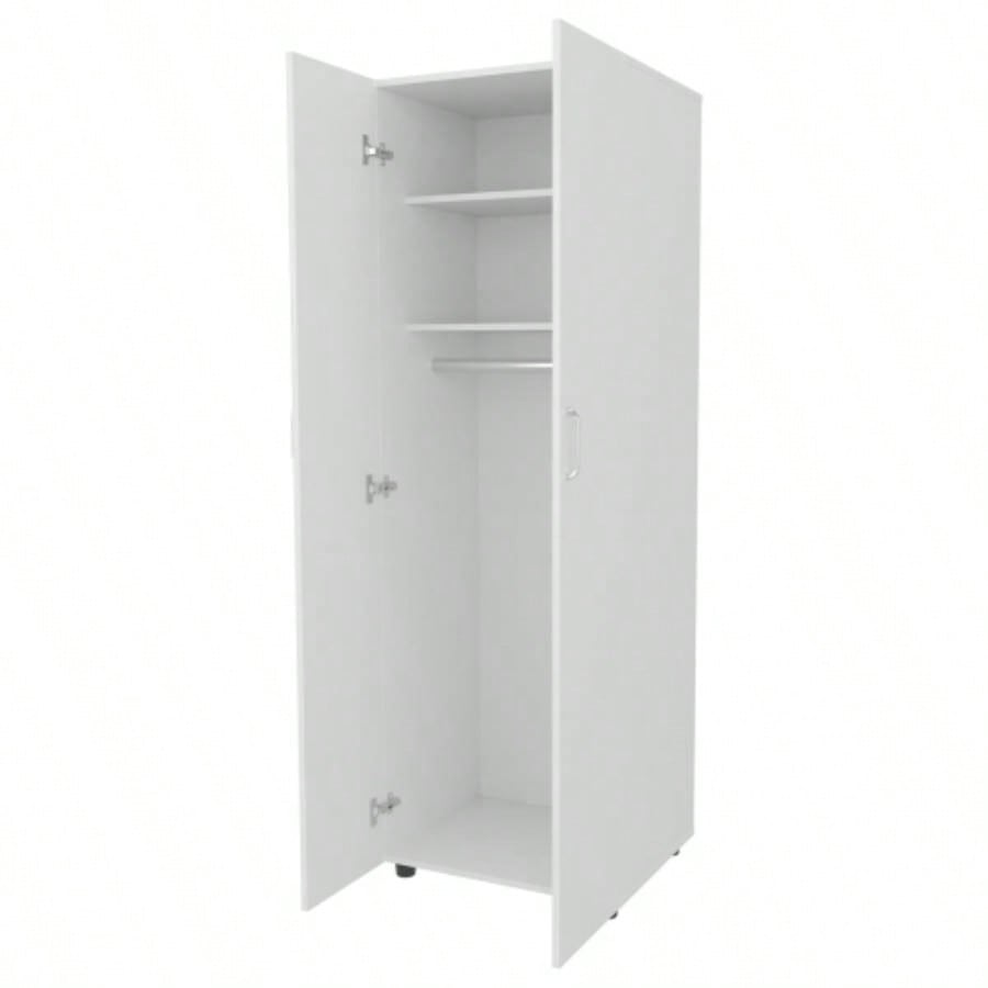 FM FURNITURE Pisinemo Armoire with 2 Doors and Hanging Rod, White