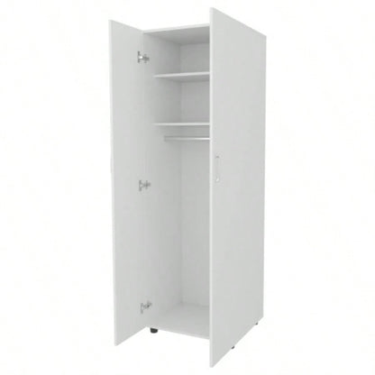 FM FURNITURE Pisinemo Armoire with 2 Doors and Hanging Rod, White