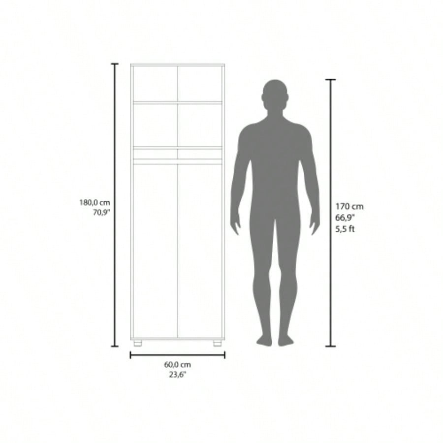 FM FURNITURE Pisinemo Armoire with 2 Doors and Hanging Rod, White