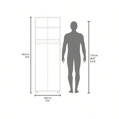 FM FURNITURE Pisinemo Armoire with 2 Doors and Hanging Rod, White