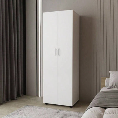 FM FURNITURE Pisinemo Armoire with 2 Doors and Hanging Rod, White