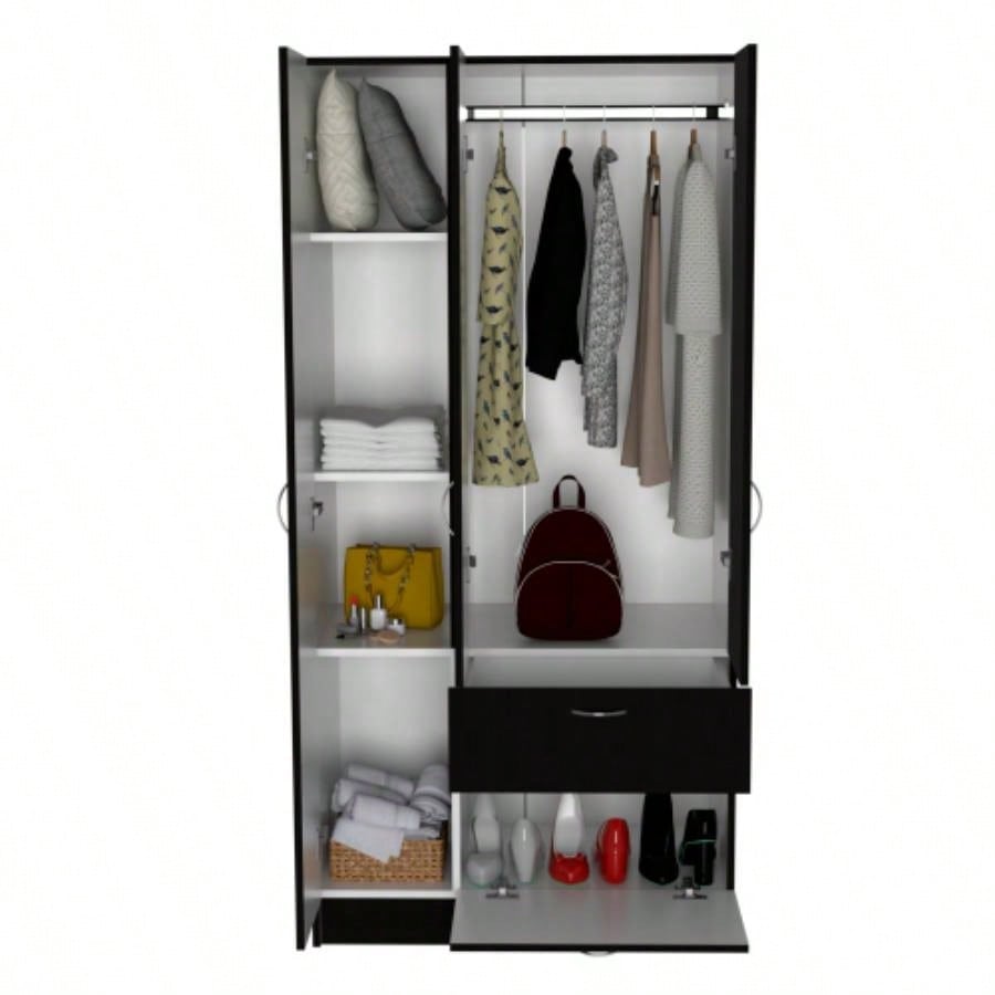 Armoire, Bedroom, Black/ White