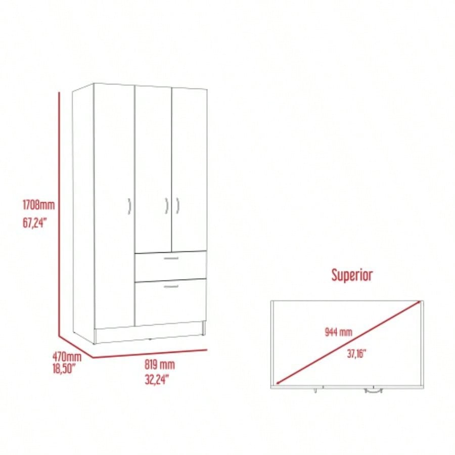 Armoire, Bedroom, Black/ White