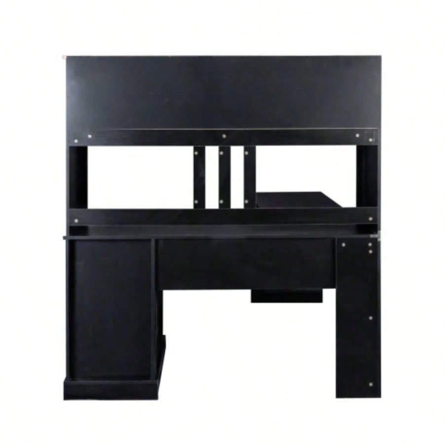Home Office Computer Desk with Hutch, Antiqued Black