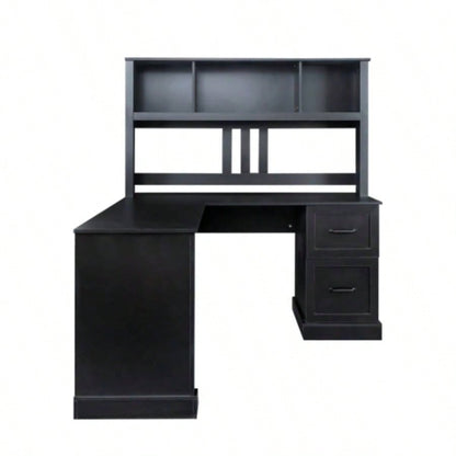Home Office Computer Desk with Hutch, Antiqued Black