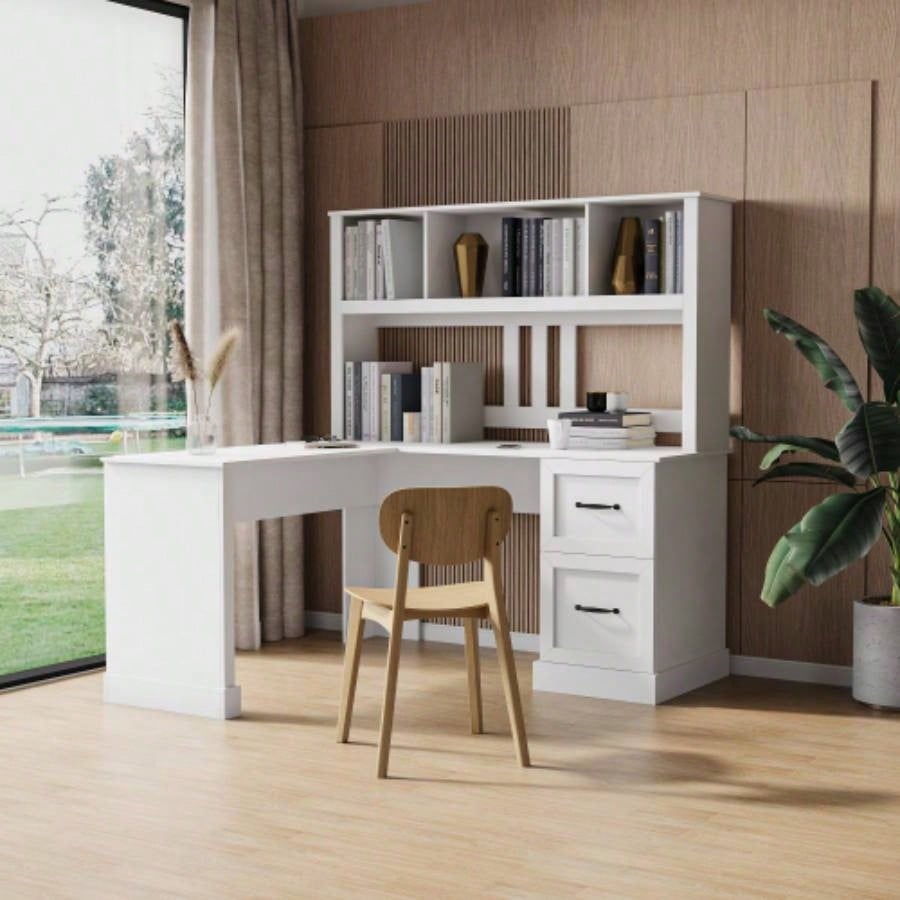Home Office Computer Desk with Hutch, Antiqued Black