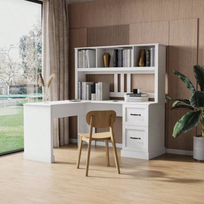 Home Office Computer Desk with Hutch, Antiqued Black