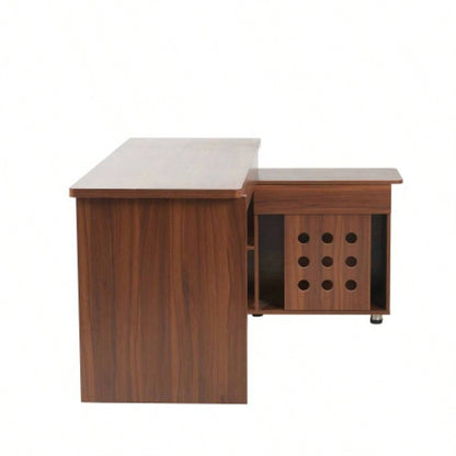 55.1L, Walnut Home Office L - Shaped Executive Desk, Height Adjustable Desk with Storage Drawers and Cabinet