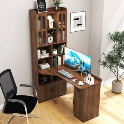 Home Office Computer Desk with Hutch, Antiqued Black
