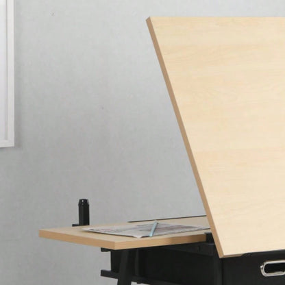 adjustable drawing drafting table desk with 2 drawers home office and school with stoolwood