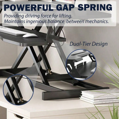 32 Inch Desk Converter, Height Adjustable Sit to Stand Riser, Dual Monitor and Laptop Workstation with Wide Keyboard Tray BLACK BACK - TO - SCHOOL