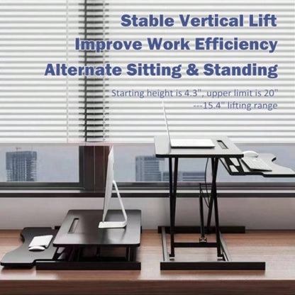 32 Inch Desk Converter, Height Adjustable Sit to Stand Riser, Dual Monitor and Laptop Workstation with Wide Keyboard Tray BLACK BACK - TO - SCHOOL