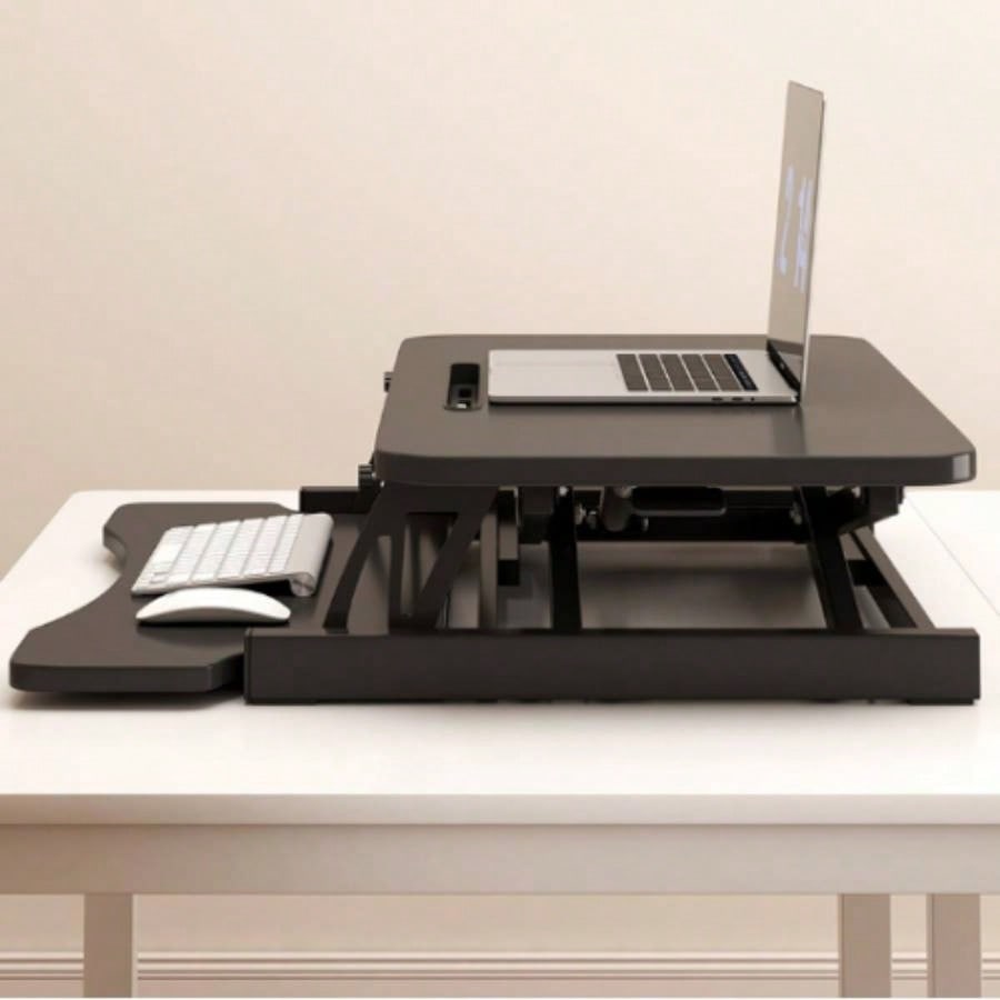 32 Inch Desk Converter, Height Adjustable Sit to Stand Riser, Dual Monitor and Laptop Workstation with Wide Keyboard Tray BLACK BACK - TO - SCHOOL