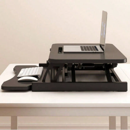 32 Inch Desk Converter, Height Adjustable Sit to Stand Riser, Dual Monitor and Laptop Workstation with Wide Keyboard Tray BLACK BACK - TO - SCHOOL