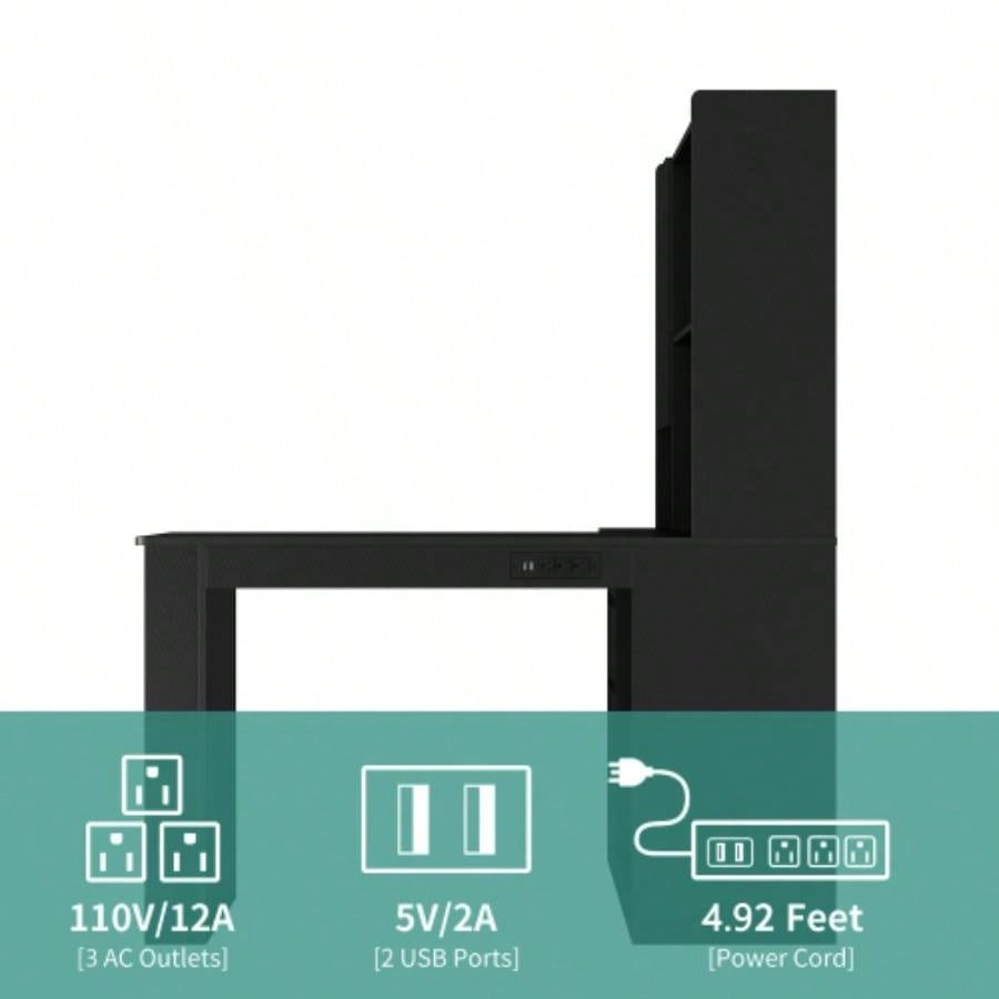 L Shaped Desk, Computer Desk with Drawers, Bookshelf, with LED Light, Modern Corner Desk, Home Office Desk, L - Shaped Study Table Writing Desk, Corner Gaming Computer Desk with Storage
