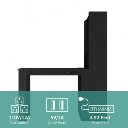 L Shaped Desk, Computer Desk with Drawers, Bookshelf, with LED Light, Modern Corner Desk, Home Office Desk, L - Shaped Study Table Writing Desk, Corner Gaming Computer Desk with Storage