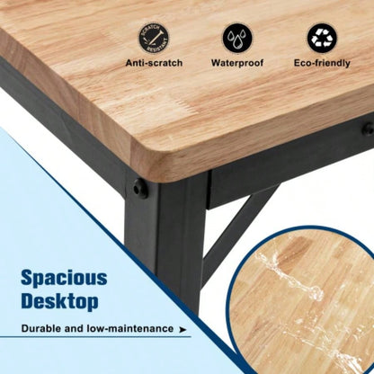 48 Heavy - Duty Adjustable Workbench Garage, Rubber Wood shop table/Metal Wheels, Hardwood Workstation Weight Capacity over 2000 Lbs with Wheels
