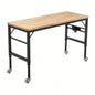 48 Heavy - Duty Adjustable Workbench Garage, Rubber Wood shop table/Metal Wheels, Hardwood Workstation Weight Capacity over 2000 Lbs with Wheels