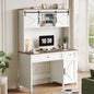47 Farmhouse Executive Desk with Drawers, Wood Home Office Desk/Charging Station, File Drawer, Storage Cabinet, Rustic Computer Writing Desk. White 47.24x 19.69Dx 67.91H.
