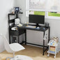 Computer Desk with Power Outlet Storage Shelves, Study Writing Table with USB Ports Charging Station, PC Desk Workstation Home Office, Black