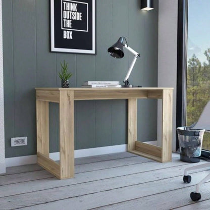 Writing Desk with Ample Workstation and Sturdy, Light Oak