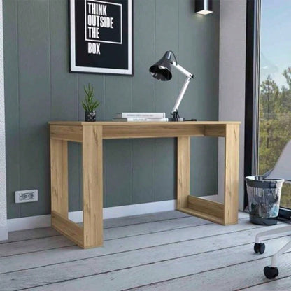 Writing Desk with Ample Workstation and Sturdy, Light Oak