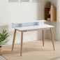 Roskilde Mid - Modern Wood Writing Desk with Hutch, White