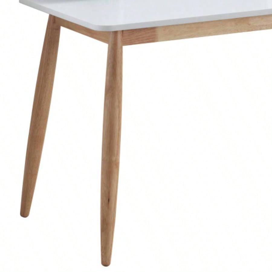 Roskilde Mid - Modern Wood Writing Desk with Hutch, White