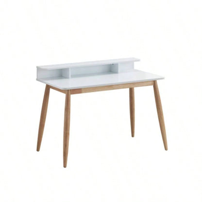 Roskilde Mid - Modern Wood Writing Desk with Hutch, White