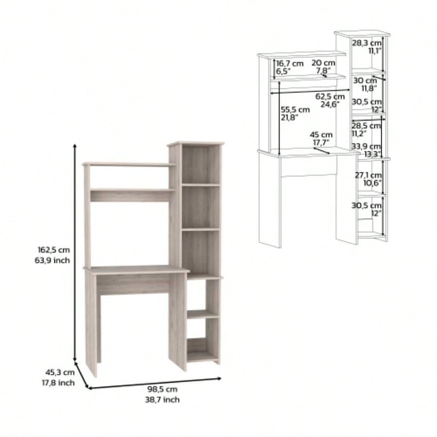 Desk Logan, Five Cubbies, Light Gray