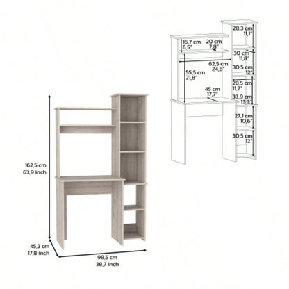 Desk Logan, Five Cubbies, Light Gray