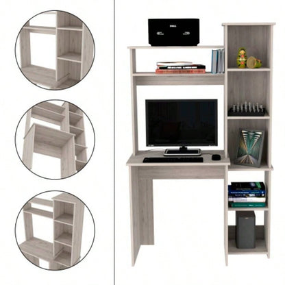 Desk Logan, Five Cubbies, Light Gray