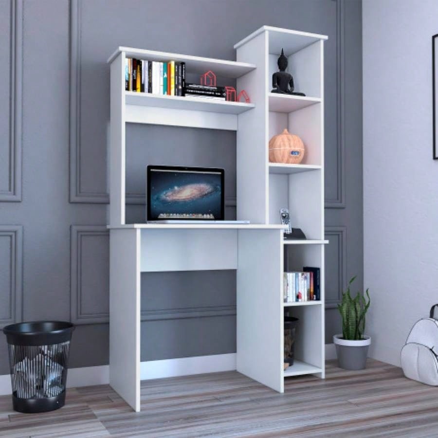 Desk Logan, Five Cubbies, Light Gray