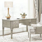 Dauphin Gold Accent 5 - Drawer Wood Executive Desk, Natural Brown Wood