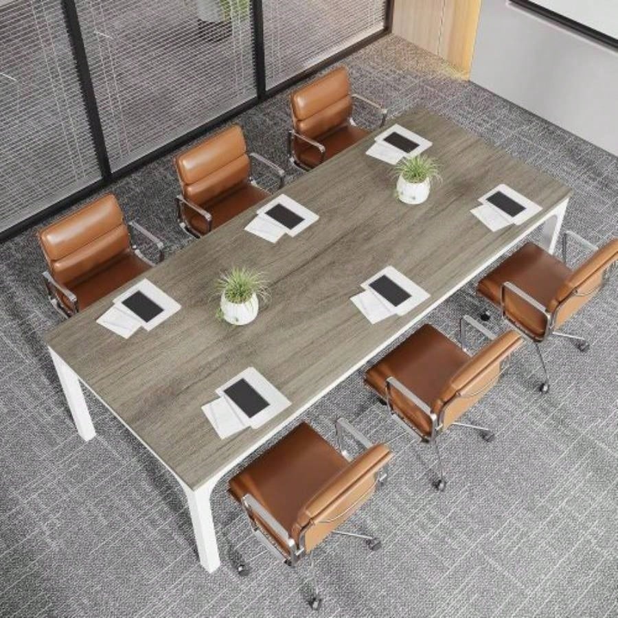 78. Long 2 - Person Computer Desk, Double Workstation Home Office, Modern Collaborative Desk with Heavy - Duty Steel, Oak White