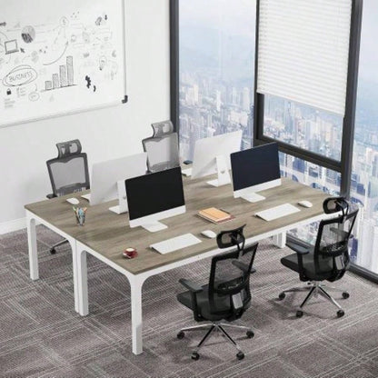78. Long 2 - Person Computer Desk, Double Workstation Home Office, Modern Collaborative Desk with Heavy - Duty Steel, Oak White