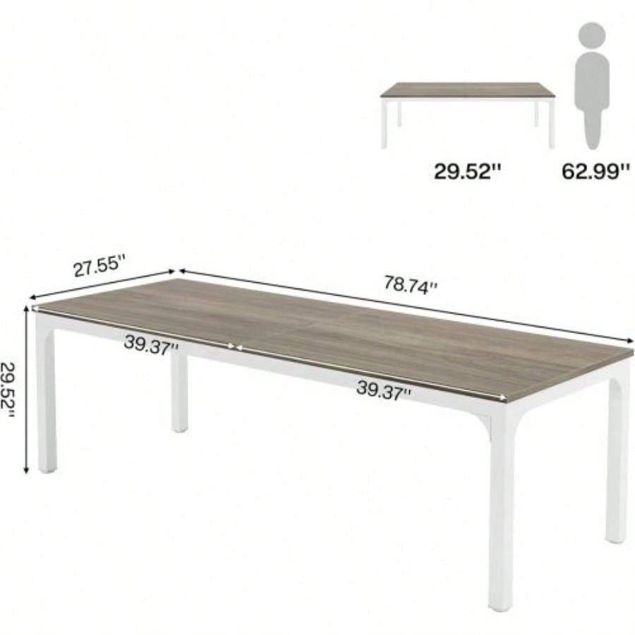 78. Long 2 - Person Computer Desk, Double Workstation Home Office, Modern Collaborative Desk with Heavy - Duty Steel, Oak White