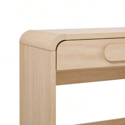 Modern Curved Waterfall Desk with Drawers - Oak
