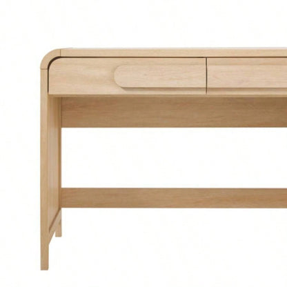 Modern Curved Waterfall Desk with Drawers - Oak