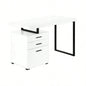 Computer Desk, Home Office, Laptop, Left, Right Set - up, Storage Drawers, 48l, Work, White Laminate, Black Metal, Contemporary, Modern