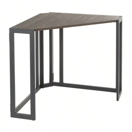 Roman Industrial Corner Desk in Black Metal and Espresso by LumiSource