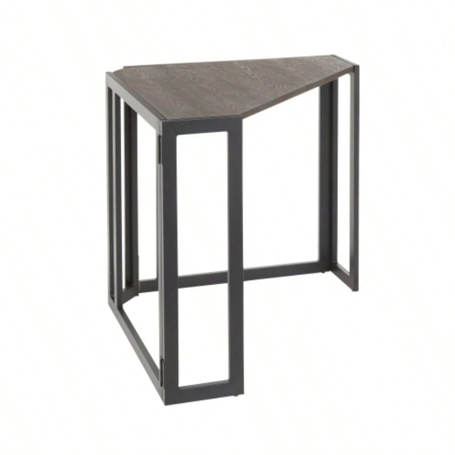 Roman Industrial Corner Desk in Black Metal and Espresso by LumiSource