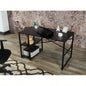 Furnish Home Store Sage Black Metal Frame 47 Wooden Top 2 Shelves Writing and Computer Desk Home Office, Walnut