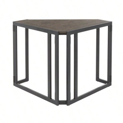 Roman Industrial Corner Desk in Black Metal and Espresso by LumiSource