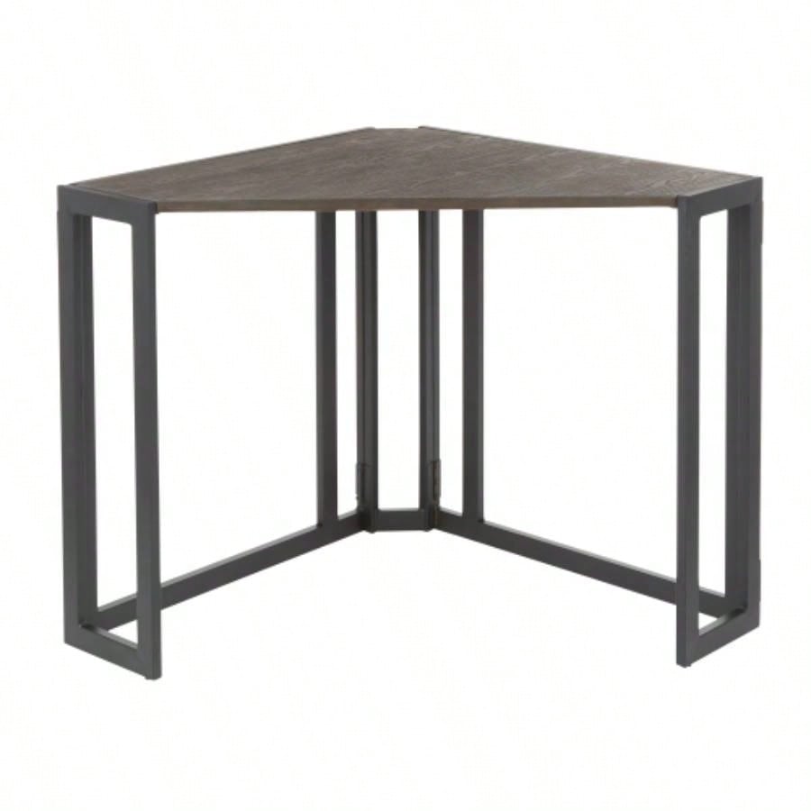 Roman Industrial Corner Desk in Black Metal and Espresso by LumiSource