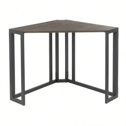 Roman Industrial Corner Desk in Black Metal and Espresso by LumiSource
