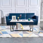 DN Coffee Table, 2 Layers 1.5cm Thick Marble MDF Rectangle 39.37 L Tabletop Iron Coffee Table, Dining Room, Coffee Shop, Resterant, White Top, Gold Leg
